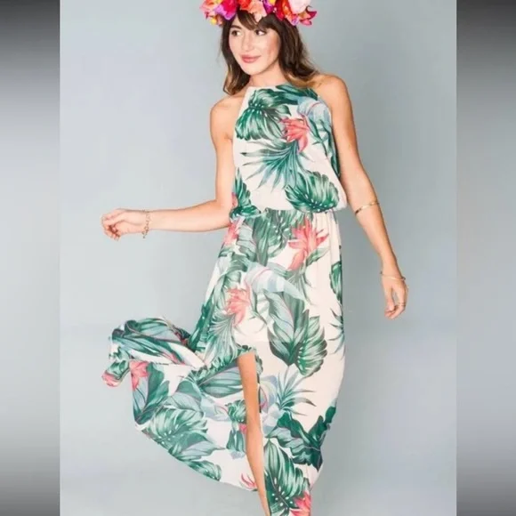 Show me your MUMU. Heather halter. Pink base with palms